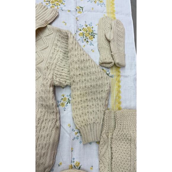 Irish Aran Wool Winter Set Sweater Scarves Mittens Hat Hackett Turpin Ireland - Picture 5 of 16